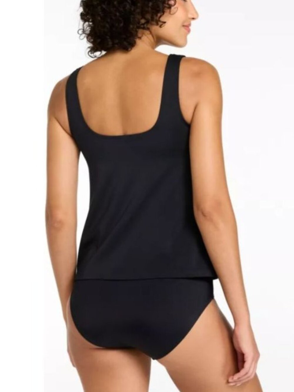 L.L. Bean Black UPF 50+ BeanSport Scoopneck Swimwear Tankini Top Women's 8 REG - Picture 2 of 11
